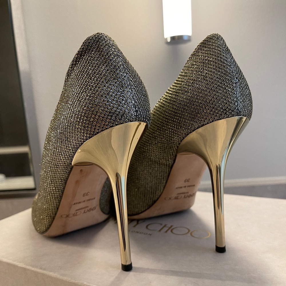 Jimmy Choo Abel Gold Glitter Pumps